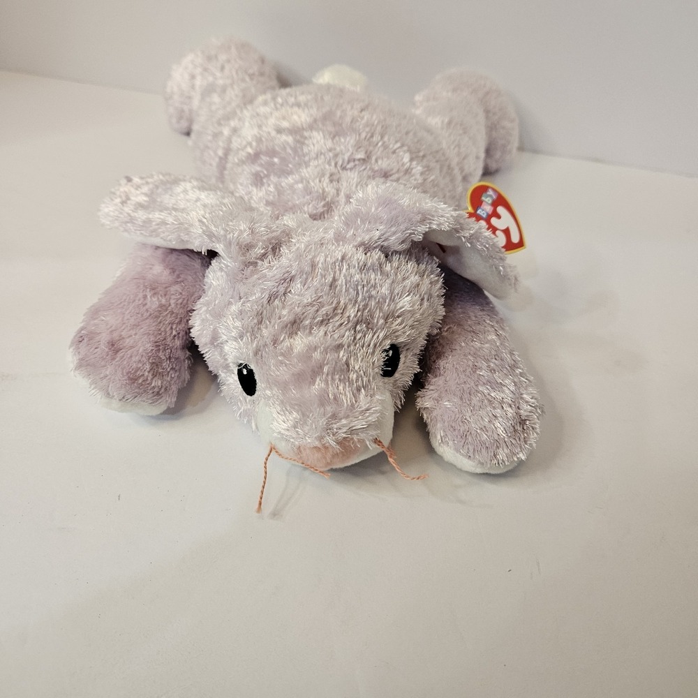 HUGGYBUNNY the LILAC BUNNY -  BABY TY/PLUFFIES - MINT with MINT TAG Rattle